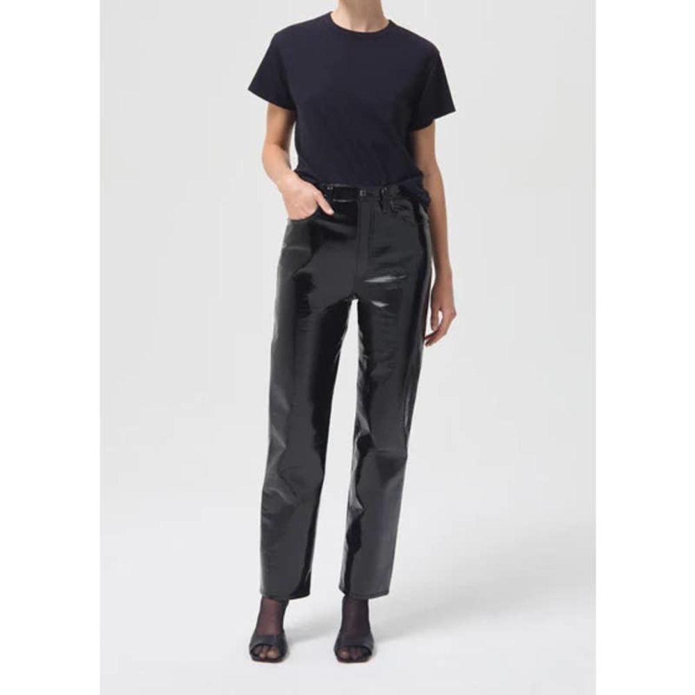 NEW AGOLDE SHADOW PATENT RECYCLED LEATHER 90'S PINCH WAIST PANT SIZE 30